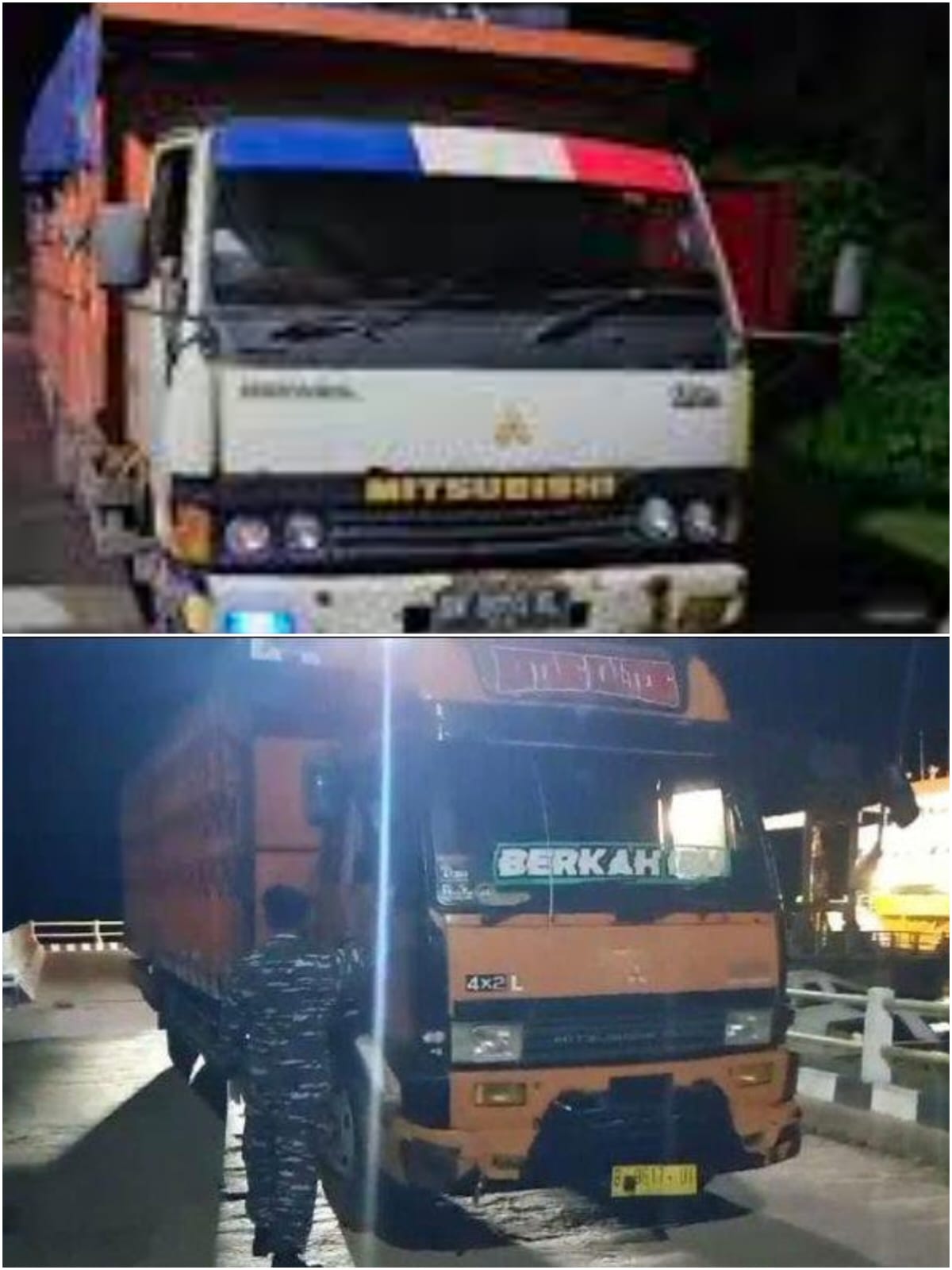 Kolase foto, saat penangkapan Truk bermuatan timah ilegal dari Belitung di Pelabuhan Sadai, Minggu (12/1/25). (Ist).